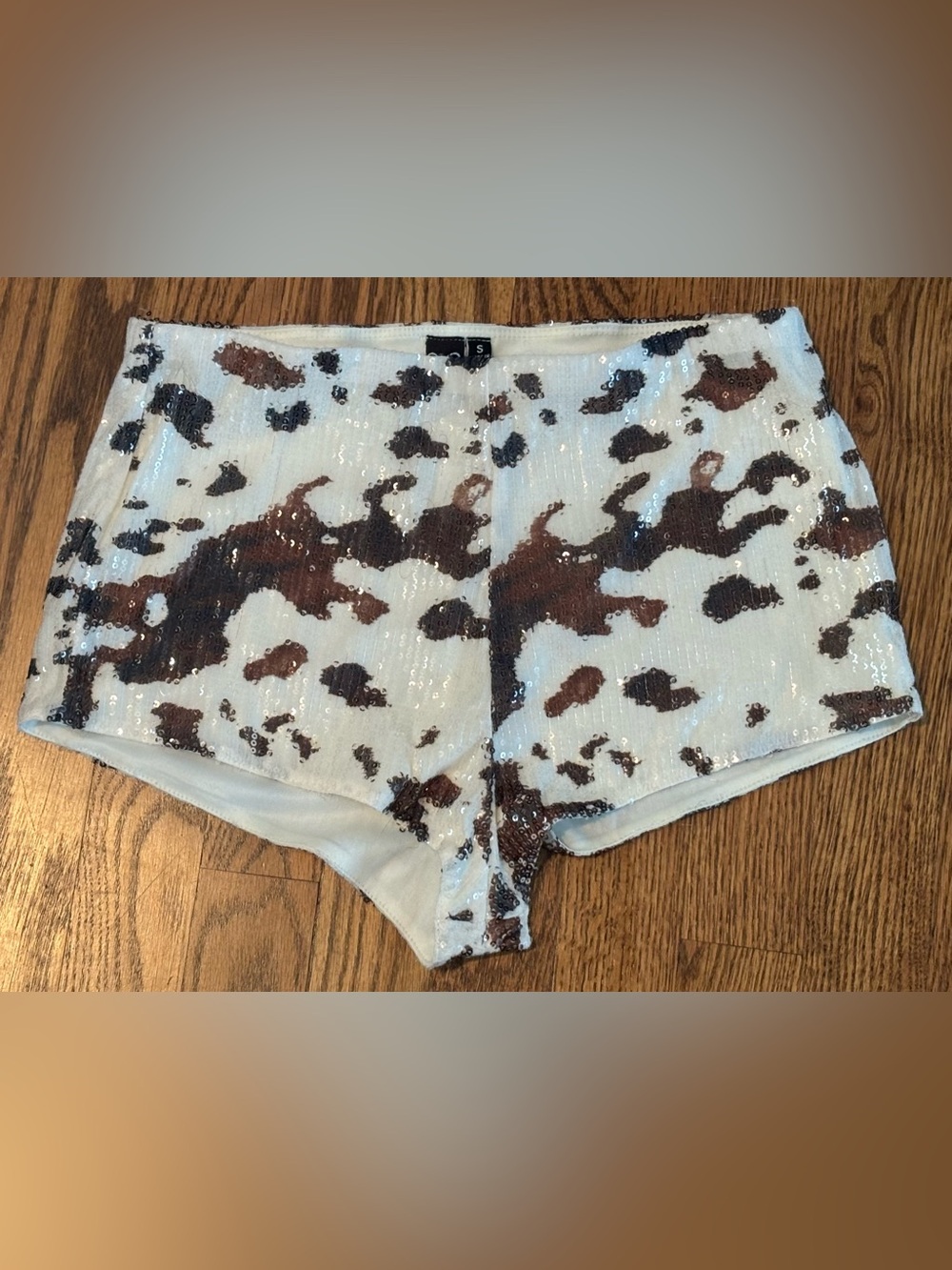 Windsor Make It Sparkle Cow Print Sequin Hot Shorts Size Small